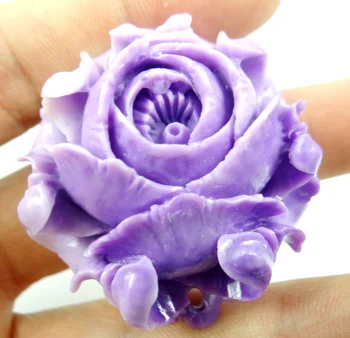 45*44*24 мм Безплатна доставка Китайска органични лилаво Цинобър ръчна дърворезба на цвете Висулка колие производство на бижута
