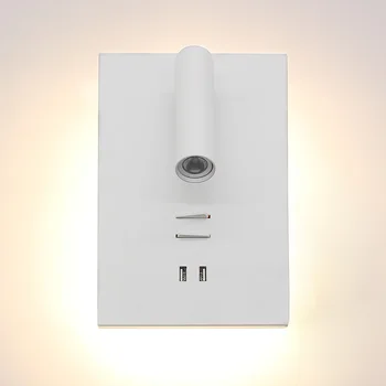 Zerouno хотелски монтиран на стената лампа с двоен USB ключ, зарядно за телефон, стенни лампи за четене, осветление, леко повърхностно монтиране, ръководител на легло, етажерка лампа