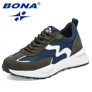 BONA/Новост 2022 г.; Дизайнерски ежедневни обувки от велур; Мъжка Мода модел обувки; Удобна марка обувки дантела за почивка на платформата; Mansculino
