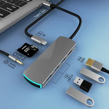 USB C HUB Type C ДО USB 3.0 ХЪБ HDMI PD 87 W Адаптер За MacBook Pro Huawei Капитан USB Сплитер USB ХЪБ 3 0 За лаптоп Type C.