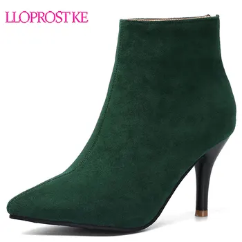 Lloprost ke/2019 г., есенни ботильоны, елегантни дамски обувки с остри пръсти, пикантен дамски обувки на Тънък Висок ток, размер 32-46, H521