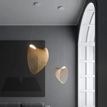 Постмодернистская хол полилей осветление проста дървена декорация осветление спални домашна стълба трапезария led полилей