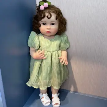 55 СМ Julieata Мек Силиконов Пълно Тяло Реалистичен На Допир Възстановената Момиче с Малки Вълнообразен Коса Бебе Кукла Принцеса