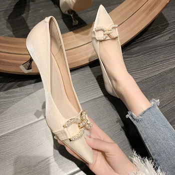 2022 Дамски обувки за жени, Дамски Модни фини обувки на Висок ток с остър пръсти, дамски обувки на висок ток, луксозни дизайнерски обувки