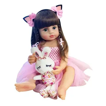 55 См Действителния Размер На Оригиналната Силиконова Реалистична Кукла Reborn За Малки Момичета Розова Принцеса Водоустойчива Играчка За Къпане Е Много Мека Сладка Кукла
