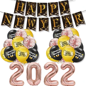 12 инча Печат на Латексови Балони, Определени честита Нова Година Писмо Флаг 32 инча 2022 Топката От Алуминиево Фолио Честване Страна Украса Костюм