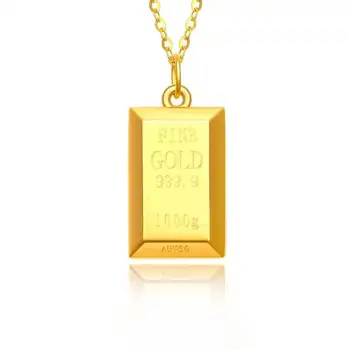 JICAI18K Златна Висулка Колие Луксозни Златни Тухли Дизайн Чист AU750 Верига за Жени Изискани Бижута Подарък на Веригата Златна Верижка