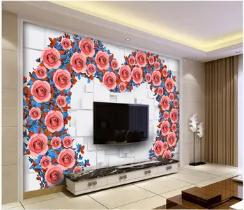 Потребителски фотообои за стени 3 d стенописи тапети, стилният и Модерен цвете цветни рози хол ТЕЛЕВИЗИЯ фон тапети
