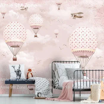 Thuja Стенни тапети на розови цветя и балон романтичен дизайн за детска стая на тапети декора на стените