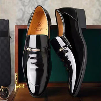 Луксозни Бизнес кожени Обувки-Oxfords, Мъжки Дишащи гумени Вечерни Модела Обувки, Мъжки Офис Сватбени Обувки На равна Подметка, Mocassin Homme
