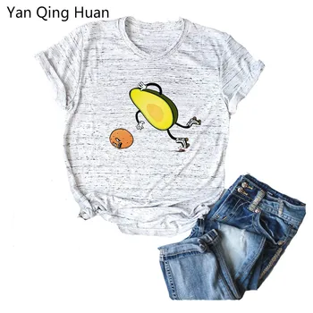 Ян Цин Huan 2019 Летни Взривни Тениски с Красиви Плодове и Анимационни герои, Ежедневни Памучни Блузи Големи Размери S-5xl, Женска тениска с къс ръкав
