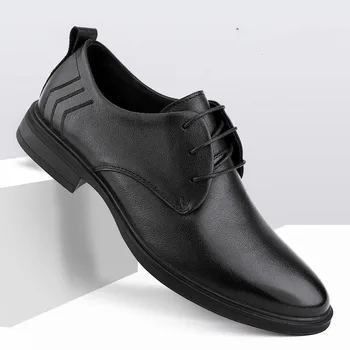 Лятна Есенна мъжки Ежедневни Обувки в Бизнес стил, дизайнерски мъжки обувки с високо качество От Естествена Кожа в британския ретро-стил, мъжки обувки от телешка кожа, зимни