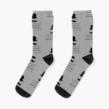Херкулес Пуаро Малки сиви чорапи за екипажа Ce, Дишащи есенни удобни мъжки памучни чорапи с модел от картун за Момичета и жени, спорт