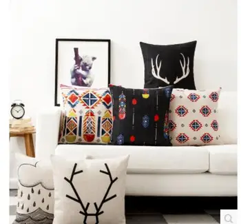 модерна минималистичная Ръчно рисувани слон от памук и лен калъф за възглавници калъфка автомобили калъфка за възглавница декоративна капачка на облегалката на дивана