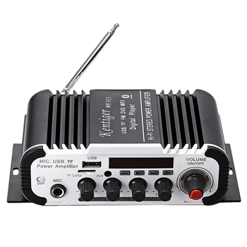 Усилвател Bluetooth Kentiger Hy - V11 2-Канален Усилвател за звука на Super Bass с дистанционно Управление Tf, Usb Fm 85dB Mp3 Fm радио