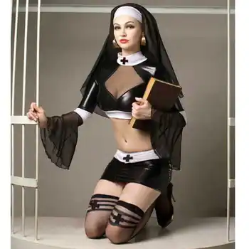 новият Коледен Хит на ПРОДАЖБИТЕ, Секси костюми на монахини за Хелоуин за жени, фантазийный и секси костюм за cosplay