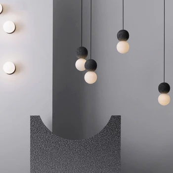 Скандинавски промишлен дизайн циментови висящи лампи модерна проста трапезария кухня ресторант нощна стъклена топка подвесная лампа