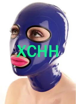 Секси латексова гумена латексова маска с пълна глава, качулка, отворени очи, фетиш-маска за cosplay, Клубна Дрехи с Цип Отзад