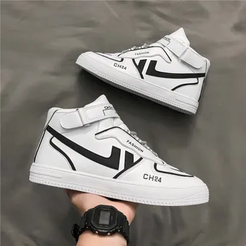 новата есенна обувки с висок берцем, корейската версия на универсална спортна ежедневието на малката бяла обувки, мъжки модни обувки 9108