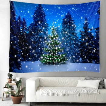 Коледно дърво снежна украса гоблен Бохемски хипи украса Коледен гоблен домашен фон украса на гоблен