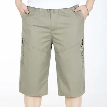 Мъжки Ежедневни Дебели Панталони Летни Свободни Панталони Размер Плюс Седем Еластични Панталони с Висока Талия Дълги До Прасците, Мъжки Долната Облекло A337# Manpris