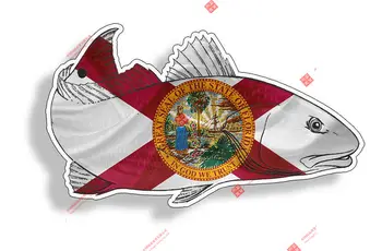 Интересен Флаг Флорида Флорида Червена Риба Червена Риба Стикер Стикер Рибарска Лодка Кола Е Превозно Средство, Графичен