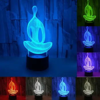Медитацията 3D Led нощна светлина илюзия Новост Настолна Настолна Лампа Touchs Акрилни Рожден Ден Коледен Подарък за едно Дете Детски Начало Декор