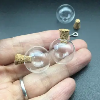 100шт 18 мм куха стъклена топка глобус със запушалка стъклен глобус бутилка за желания флакон висулка колие аксесоари изводи ръчно изработени