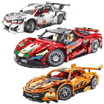 Съвместимост с Лего Високотехнологичен MOC RSR Супер Състезателна Кола градивните елементи на Модела на Автомобила Тухли Играчки за Момчета Коледни Подаръци
