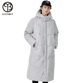 Asesmay, Новата колекция на Зимно мъжко яке X-long, Палта на 90% бял Утином Топола, Топли паркове с Качулка, Зимни Връхни Дрехи за -25 градуса