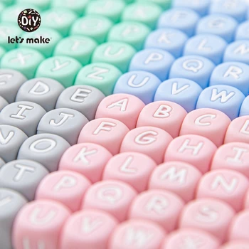 Нека да направим 100шт 12mm Силиконови Перли 26 Английски Азбука на Едро САМ Персонализирани Името играчки за никнене на млечни зъби Хранително-вкусовата Карамел Цвят