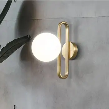 Скандинавски Стъклена Топка малка странична Стена Лампа Мода Ретро Месинг Молекула Дизайн на Кухня Фоайето на Кабинета на Декоративно Led Осветление В Помещението WF101