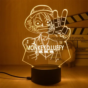Едно парче на Led нощна светлина Играчки Аниме Карикатури Luffy Цветни 3d Фигурки Модел Настолна Лампа Играчки за Деца Коледен Подарък