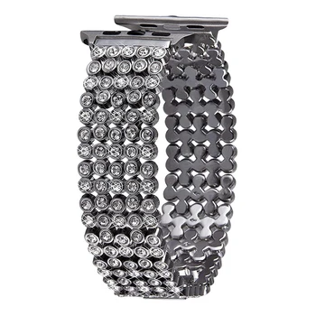 Висококачествен метален гривна за часа iwatch 7 SE 6 5 4-лентов 44 мм 40 мм 41 45 мм Взаимозаменяеми пълен диамантена каишка за Apple Watch 3