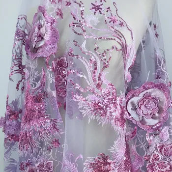 GLace 1Y/лот 3D цвете Благородна бродерия дантела, пайети плат за сватбена рокля ръчна изработка рокля, пола аксесоари TX1421