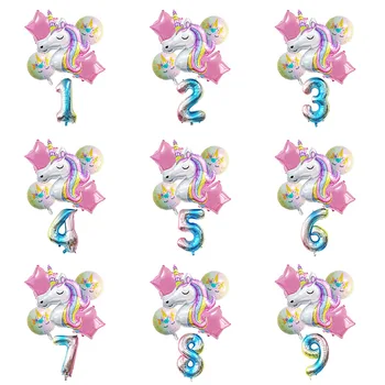 Еднорог Цифров Балон Rainbow Unicorn Алуминиево Фолио, Балон, Рожден Ден Украси 32 Инча Бутилки Рожден Ден Балони Набор От