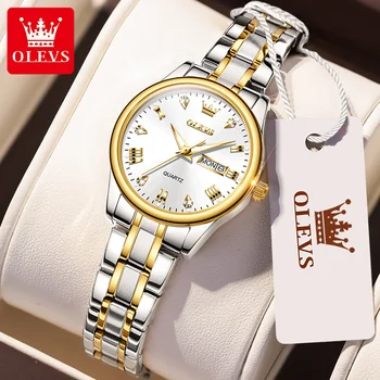 OLEVS Нови Модни Дамски часовници Classic Quarter Водоустойчив кварцов Луксозни ръчни часовници с каишка от неръждаема стомана с диаманти